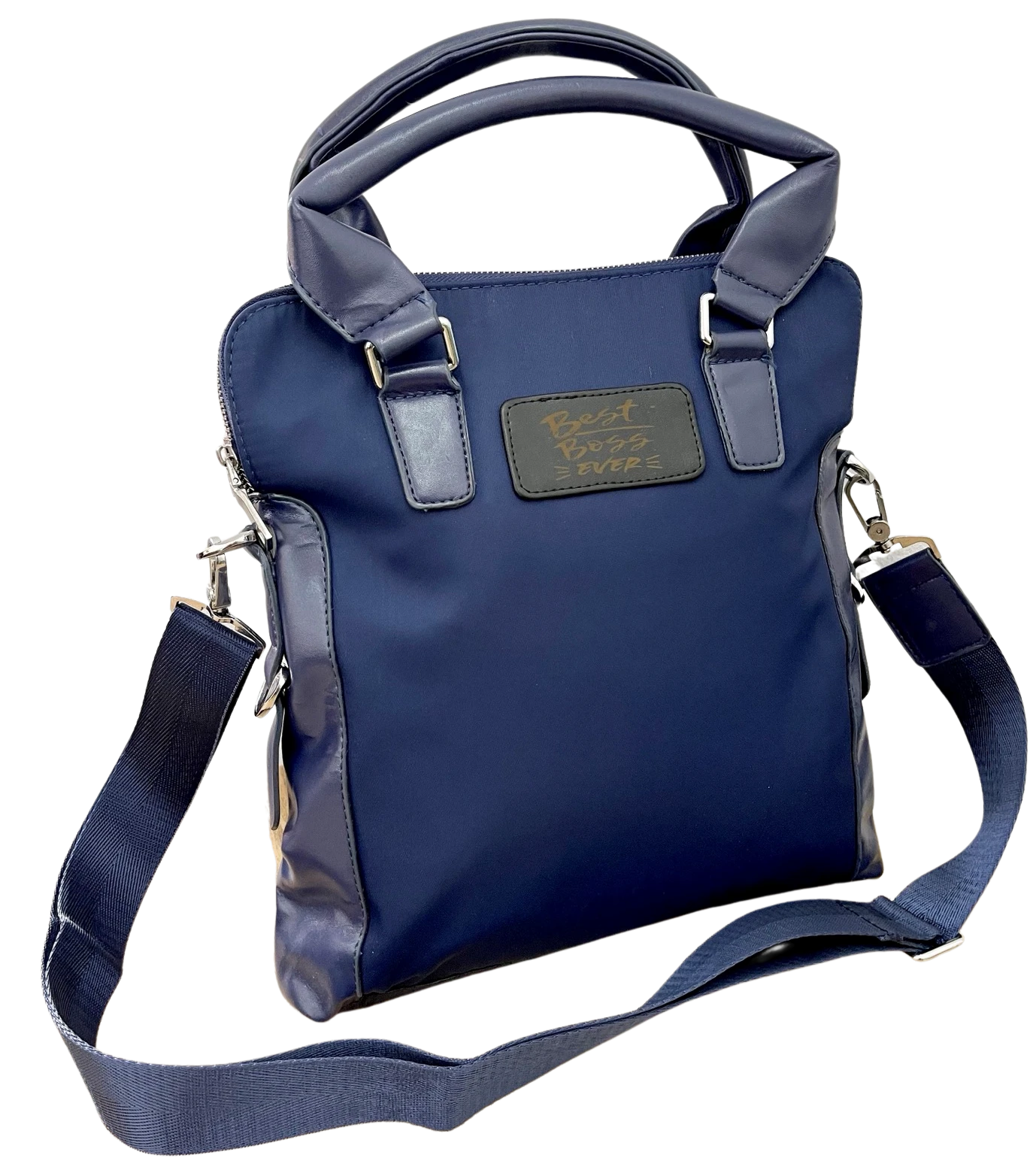 Sacoche plate en nylon à anse bleu